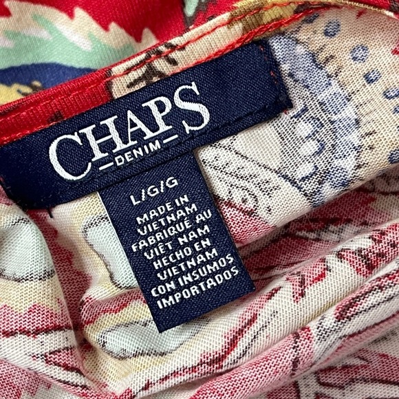 CHAPS Red Fit & Flare Stretch Cotton Boho Print Mini Dress, Large - Picture 6 of 8